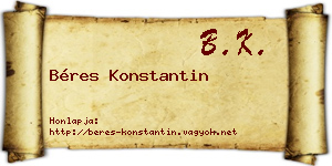 Béres Konstantin névjegykártya